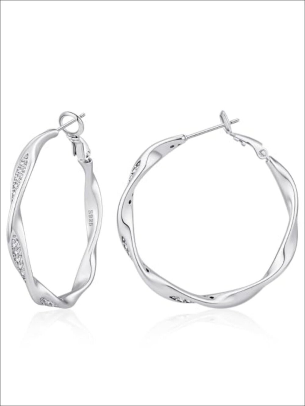 Sterling Silver Twisted Hoop Earrings for Women Hypoallergenic